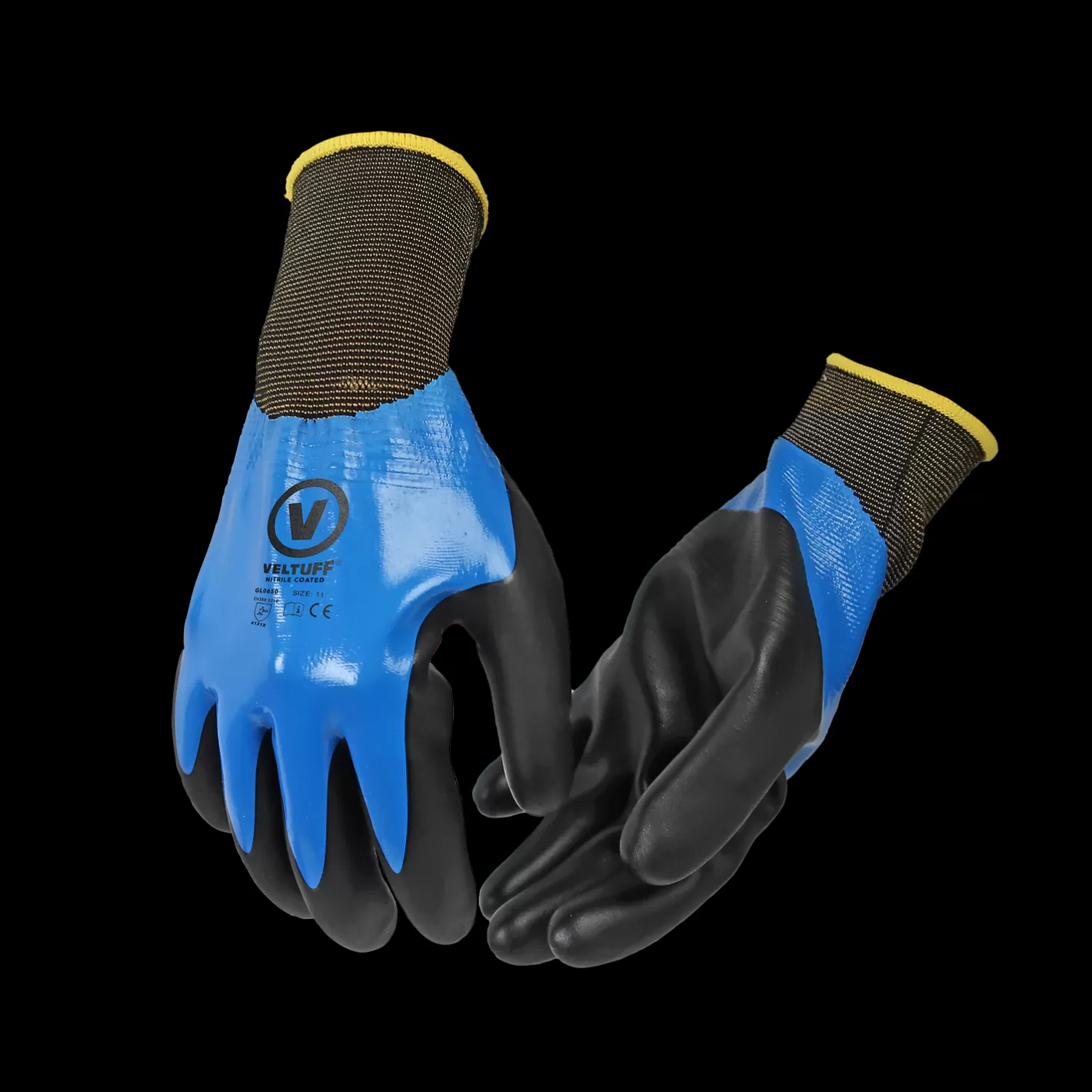Fashion VELTUFF Nitrile Double Dipped Coated Glove Blue